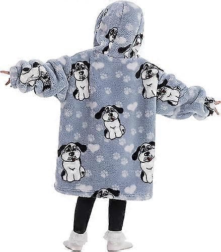 Barnas overdimensjonerte teppegenser, Sherpa fleece hettegenserteppe, Jenter Gutter Hettegenser med lommer for småbarn