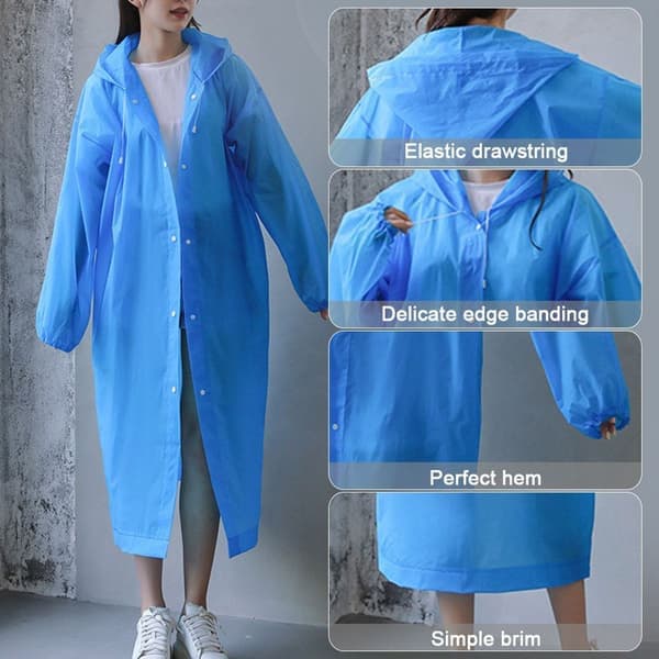 Genanvendelige ponchoer til voksne 2-pak hætte med snøre blå ponchoer KLB
