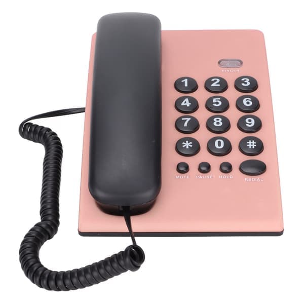 KXT504 Pink Kablet Fastnettelefon med Lydløs Tilstand Dobbelt Magnetisk Håndsæt til Hjem, Hotel, Kontor