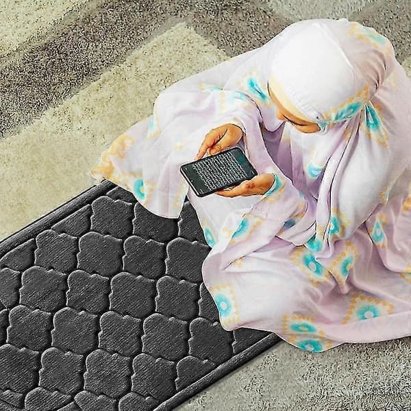Skridsikker flonel bedemåtte til bøn og rejser - Blødt bærbart tæppe til Ramadan-gave Hvid White