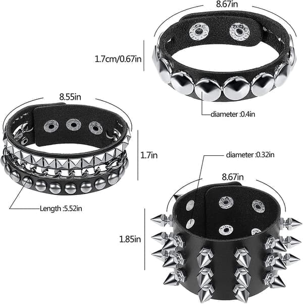 Punk Nitarmband Nit Läderarmband Manschett För Jul, 6-pack