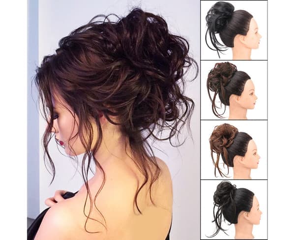 Peruker Messy Effect Fluffigt Hår Andningsbar Chignon Messy Scrunchie Elastisk Hårknut för Fest - Beige