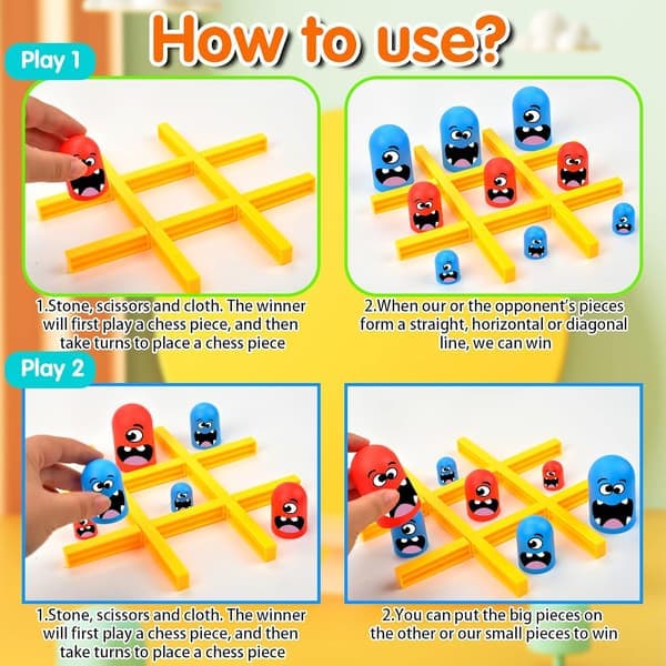 Stort Ät Litet Tic Tac Toe Spelset, 2 Spelare Blå Röd Gobblet Go