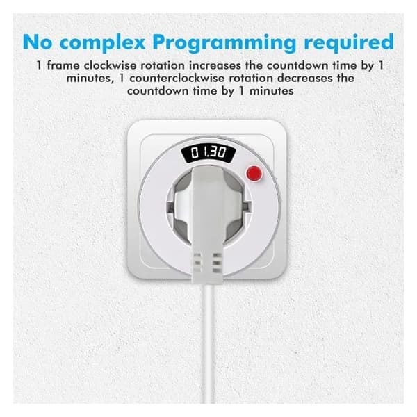 Timerkontakt, AC230V 16A 3680W, LED-display, 24-timers timer med 1 minuts interval