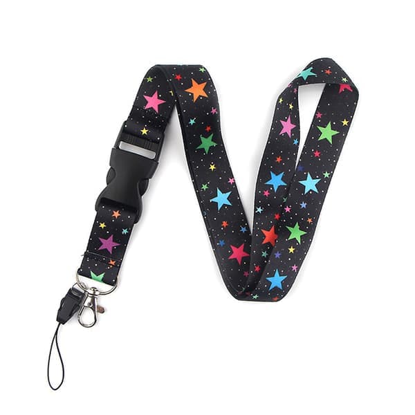 Praktisk lanyard (solsikke/stjerner) Sort