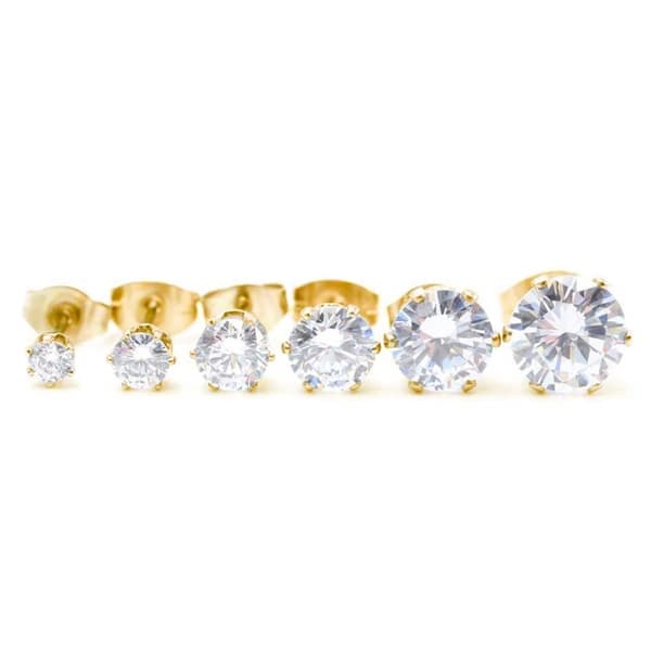2-pack Guld Kristall Piercing Örhänge Piercingsmycke – 4mm