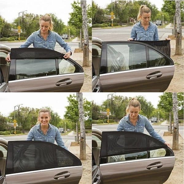 Myggnät med solskydd för bilrutor – 4-pack