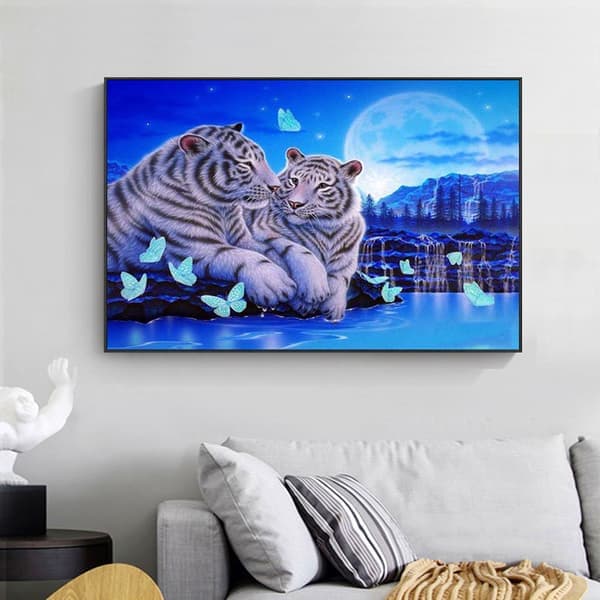 30 x 40 cm, tiger Diamantmålning Diamantbroderi Målning Ca.