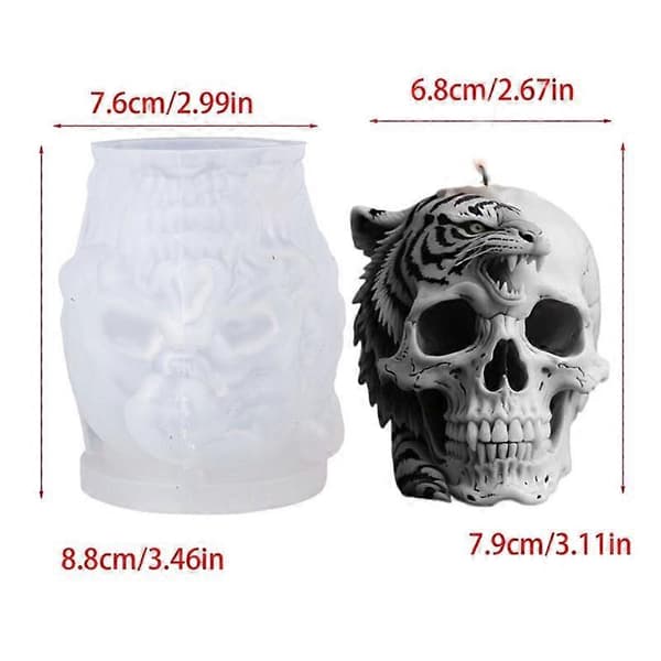 Halloween-tema lys silikoneform skelet hoved statue silikoneforme til harpiksstøbning håndlavet lys sæbefremstilling