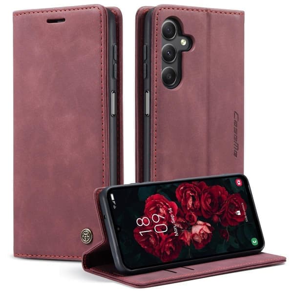 (För Samsung A52 /A52S 5G) Retro Läder Plånboksfodral med Stativ och Kortplatser Kaffe kaffe coffee