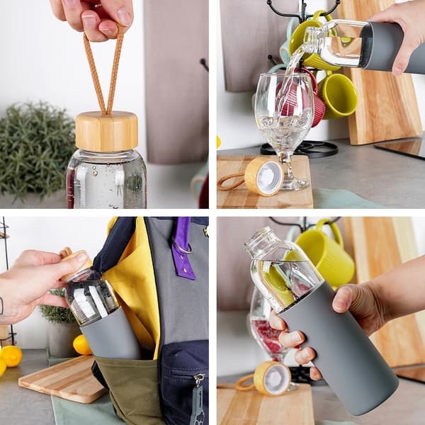 Vattenflaska i glas med silikonöverdrag 500 ml 196