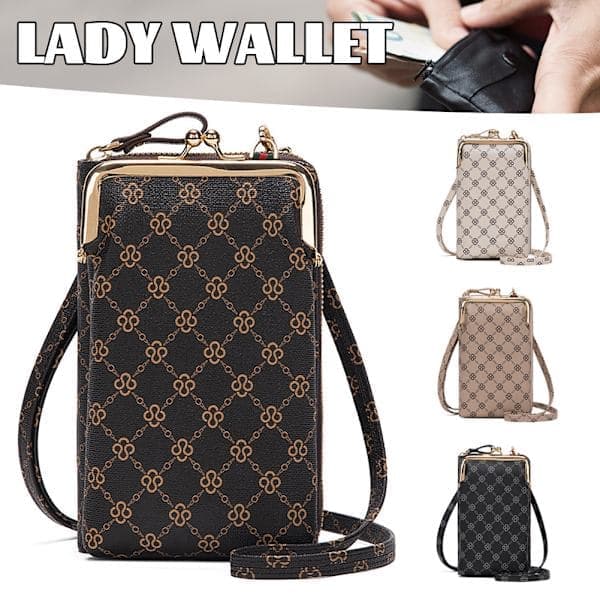 Dame Skuldertaske Crossbody Trykt Pung Mini Telefon Taske - Spot Salg Sort Sort Black