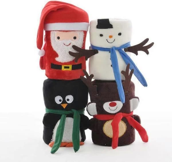 Julefleece tæppe snemand julepynt pingvin hjemmebørn blødt tæppe