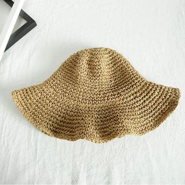 Sammenklappelig stråhat til kvinder, Sammenklappelig bred stråhat - Sommer & Strand, Dame Solhat til sommer 57-59 cm Brun brown