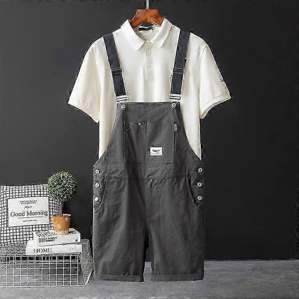 Retro Bib Shorts til mænd, løse, lige, afslappede arbejdsbukser til mænd