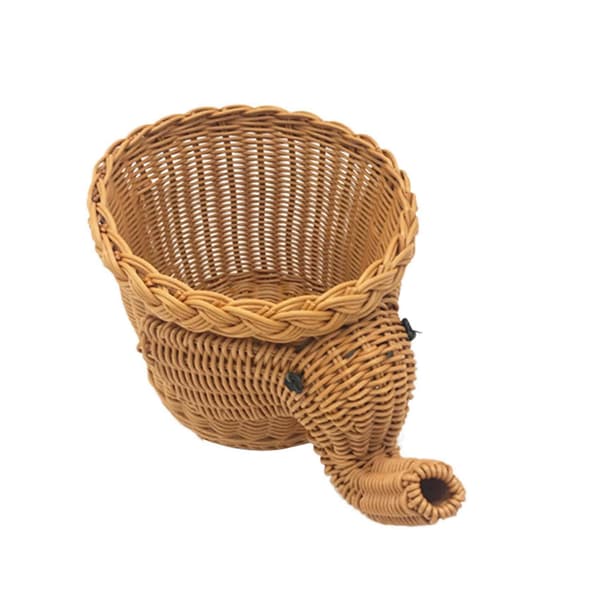 2X Handgjord Bambu Elefant Korg Picknickkorg Mat Bröd Camping Picknickkorg Bambu Fruktförvaringskorg