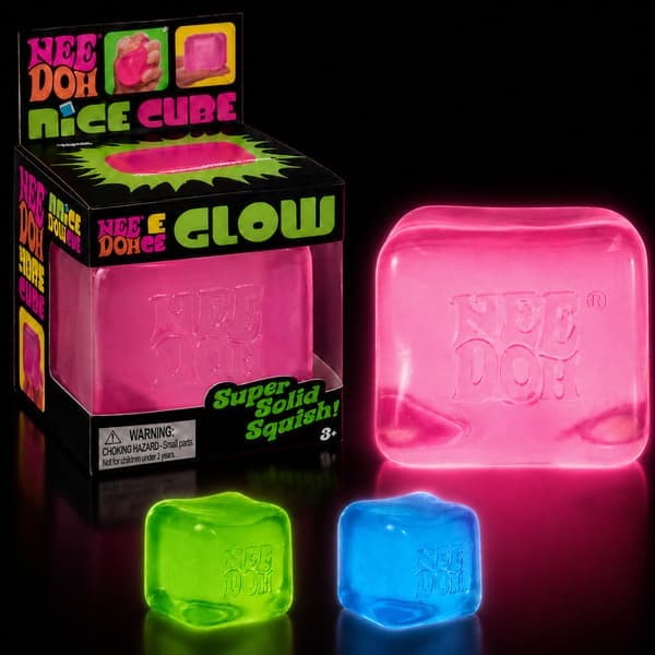 NeeDoh Nice Cube - Aistilelu Super Solid Squeeze -puristuksella (Hohtava) Pinkki Pink