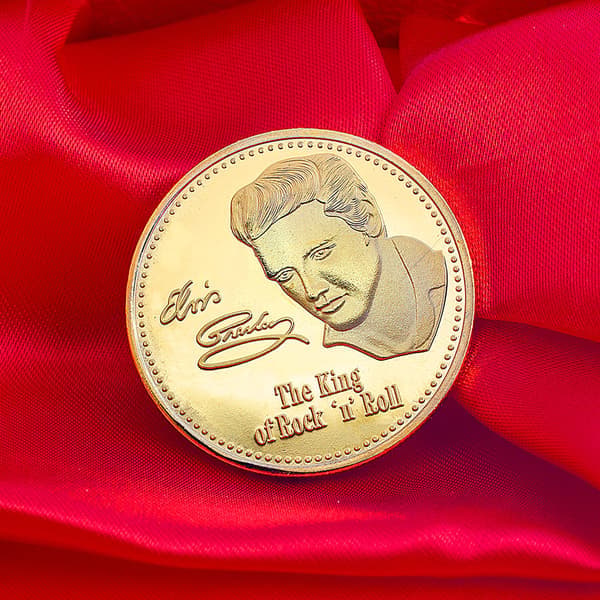 Elvis-mønster samleobjekt metallmynt minnesmerke suvenir kunstsamling (gull)