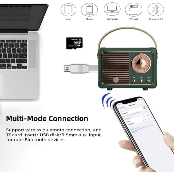 Retro Bluetooth-högtalare Trådlös Mini-högtalare, Portabel Utomhus Bl