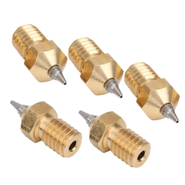 5 stk 3D-skriverdyse-sett i messing med avtakbare tupper i rustfritt stål 0,4 mm