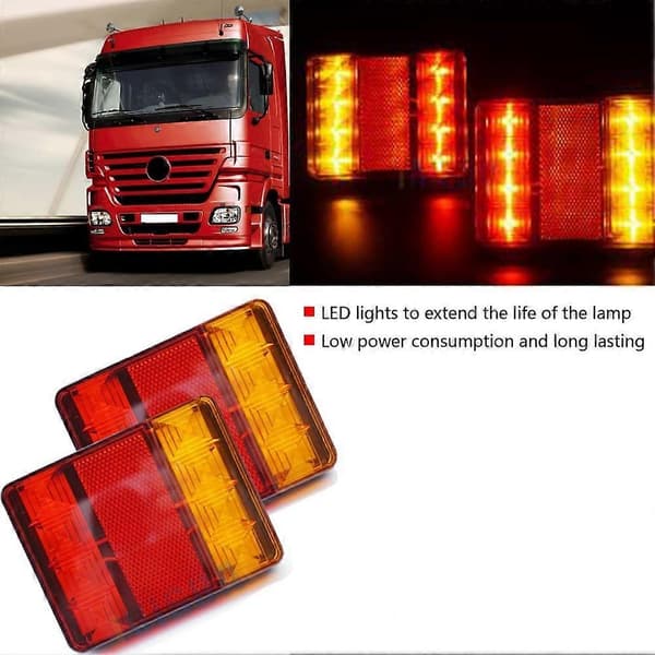 Bilbaklys 2 stk 12V 8 LED baklys 6 funksjoner tilhenger campingvogn lastebil baklampe