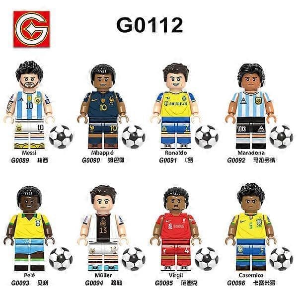 8-pak fodboldhold Messi Neymar samlebyggeklodsfigur