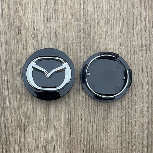 (Svart) 4 stk. hjulkapsler for Mazda, 57 mm, hjulkapsler for bil