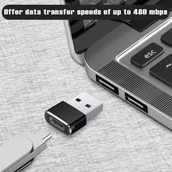 USB til USB C Adapter 3-pak, Type C Hun til A Han Opladerkabel Konverter til Apple Watch 8 7, MacBook, iPhone 12 13 14 15 Max Pro Grå Gray