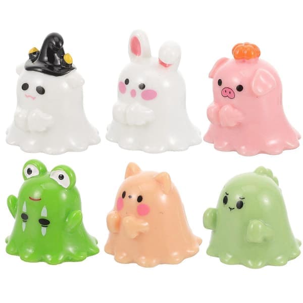 2025 6 stk. Mini Dyrefigurer Halloween Tema Dyrefigurer Mikro Landskab Have Dyrestatuer