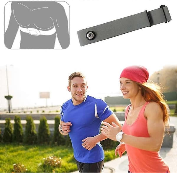 Taope Elastiskt Sport Pulsband Justerbart Bröstfäste Bälte Remmar Träningsutrustning Garmin Wahoo Polar (Grå Rem)