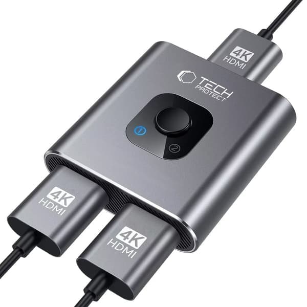 Tech-Protect 2-i-1 4K 60Hz HDMI-adapter grå