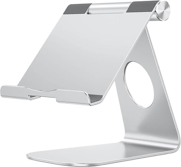 Säädettävä tablettiteline, pöytätablettiteline, hopea