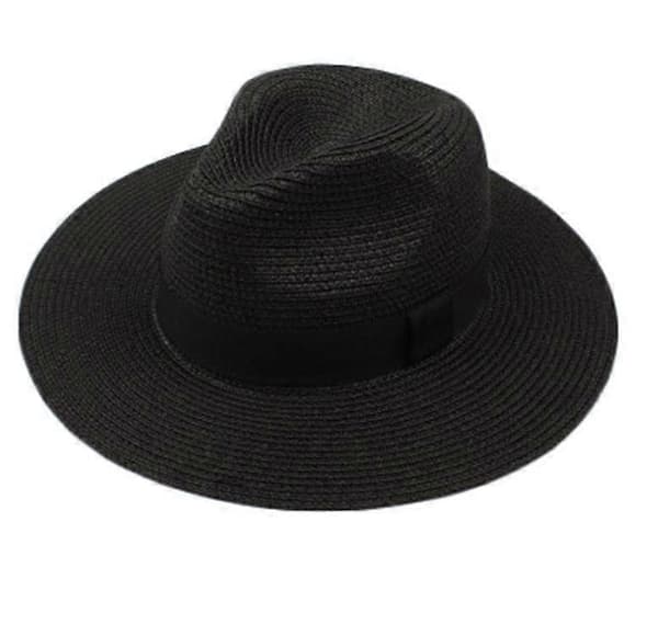 Dame stråhat med bred skygge, Fedora, strand solhat Upf50 + (sort)