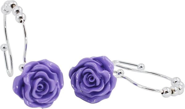 Rose badeforhængskrog, 12 stk. dobbeltglidende badeforhængsringe i rustfrit stål, rustfri trim