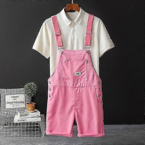 Retro Bib Shorts til mænd, løse, lige, afslappede arbejdsbukser til mænd