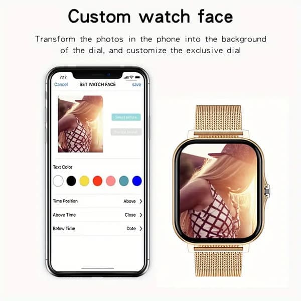 Multifunktionell smartklocka med Bluetooth-samtal, aktivitetsmätare, sportläge, samtals-/SMS-påminnelse, kompatibel med iPhone och Android, rosa Pink