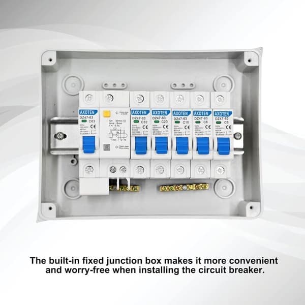 4-veis forbrukerenhet bryterpanel, jordfeilbryterboks, vanntett elektrisk panel, 63A elektriske brytere, IP65 luft