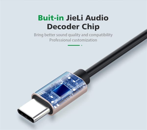 1m Töbjar 3.5mm AUX USB-C-äänikaapeli kuulokekaapeli Type-C musta