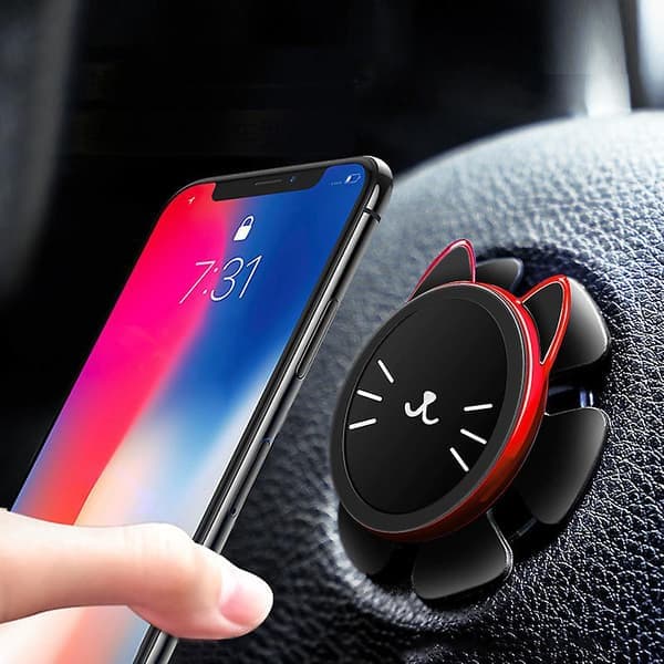 Magnetisk telefonholder til bil, universal navigationsholder til rat, mini telefonholder, sort