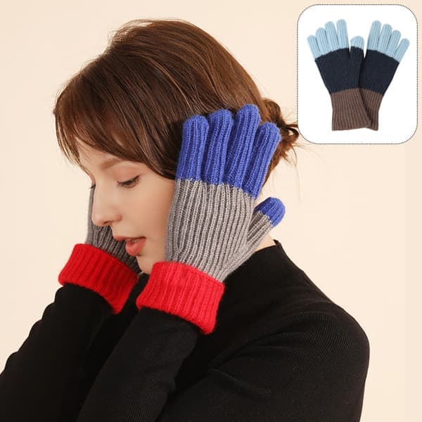 Stjerne vinterhandsker til kvinder varme strikhandsker touch screen pigehandsker, blå