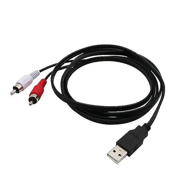 USB A hann til 2x RCA Phono hann AV-kabel LED PC TV Aux lydvideoadapter (1,5M)