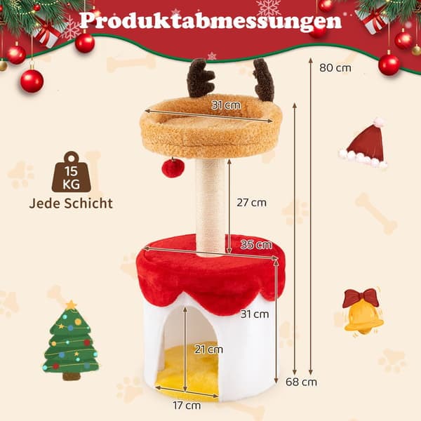 Julgran med sisalpelare, 80 cm, mysig säng