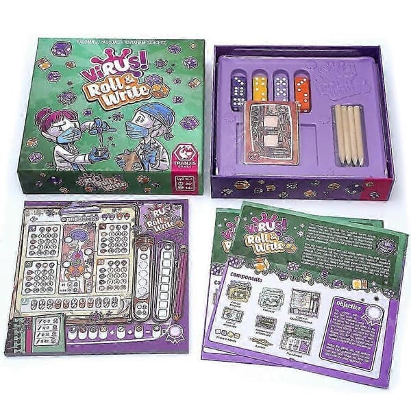 Game Factory Virus brettspill, Virus! Roll & Write utvidelse, Virus Halloween kortspill, Virus 2 Evolution familiespill Virus Evolution Virus Evolution
