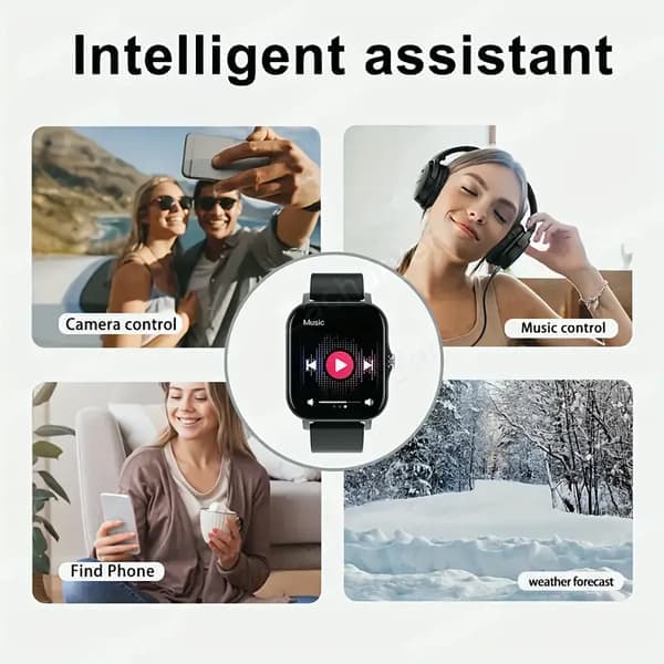 Multifunksjonell smartklokke med Bluetooth-samtale, aktivitetsmåler, sportsmodus, anrops-/SMS-påminnelse, kompatibel med iPhone og Android Svart Black