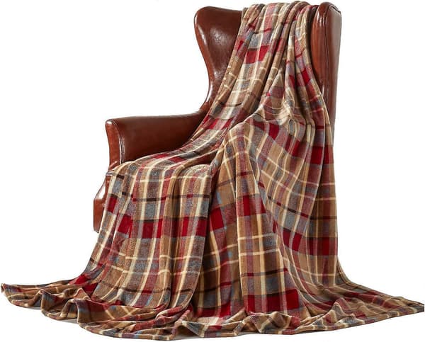 Fleeceplaider til sovesofa, bløde, farverige, overdimensionerede, dekorative ultra-plys tæpper (150x200cm, rødternet)