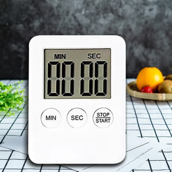 Magnetisk LCD digital køkkentimer, hvid