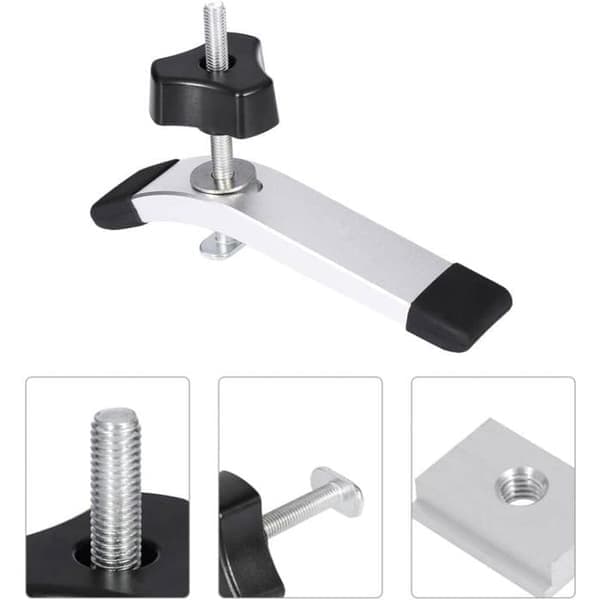 T-spårklämmor snabbkopplingar för T-skenor - Aluminiumlegering - M8 gänga - Silver