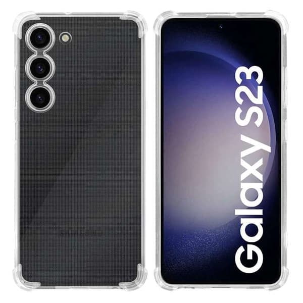 Transparent stötdämpande silikonfodral för Samsung Galaxy S23 Vit