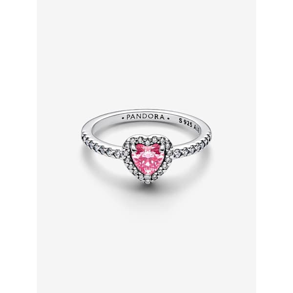 Pandora - Forhøjet lyserød hjertering - Sterlingsølv Omkreds: 54 mm Circumference: 54mm