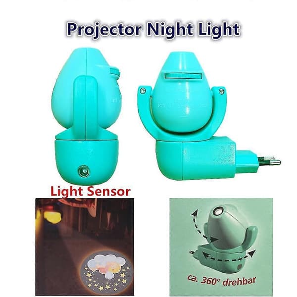Stjerne Måne Dyreprojektor LED-projektor 6 bilder Sensor EU-plugg Nattlys Lampe For Barn Baby Soverom